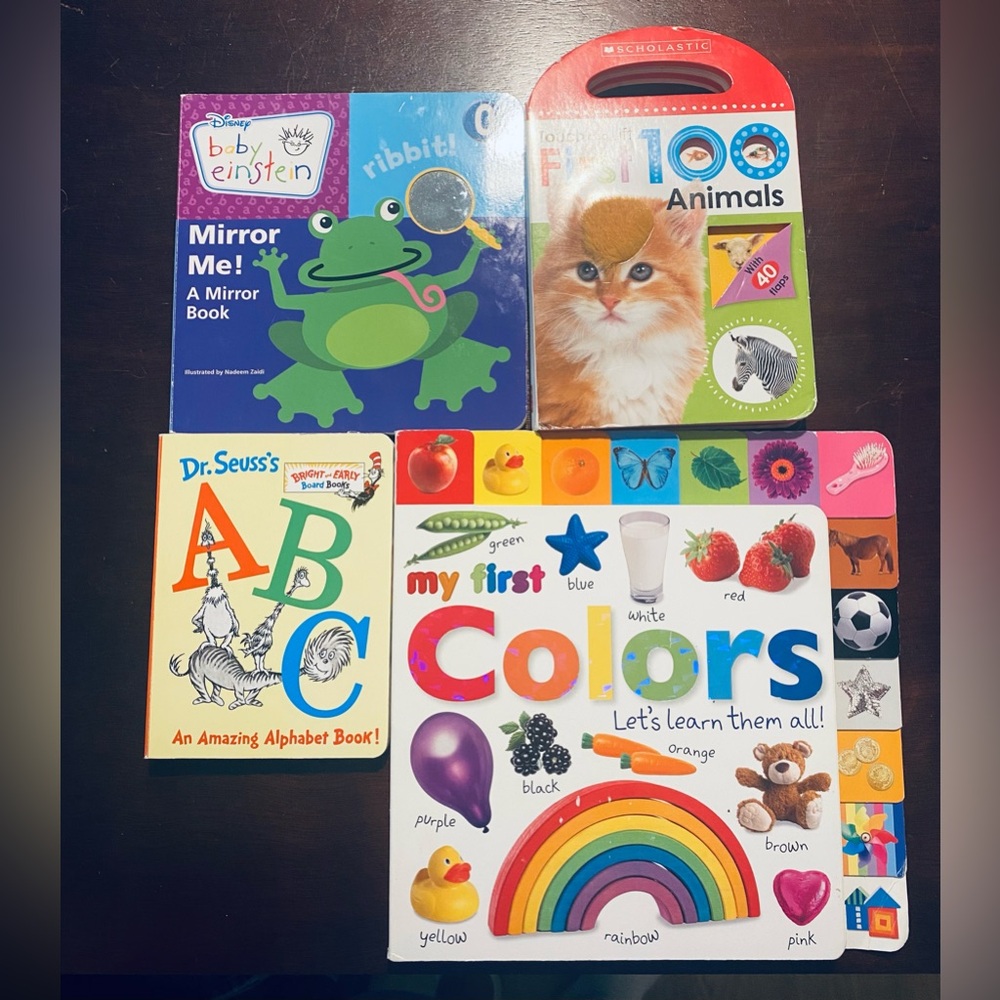 Lot of 4 board books my first colors animals Dr Suess Baby Einstein